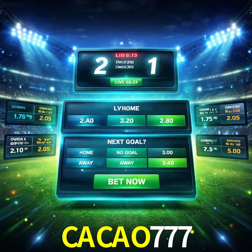 Vista de apuestas en vivo CACAO777 durante un partido en curso